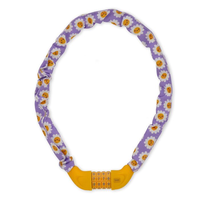 Легамі - Велосипедний замок з кодовим замком, 75 см, водонепроникний, ідеальний для велолюбителів, захист від крадіжки, діаметр 1,4 см, індивідуальне кодове поєднання, ромашки