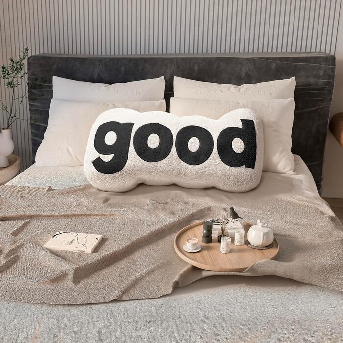 Подушка для спинки Johnear Good Alphabet, плюшева подушка з літерами, подушка для спинки ліжка, подушка для читання, подушка для спинки ліжка, ідеально підходить для читання, перегляду телевізора, відпочинку або як підтримка спини (біла)