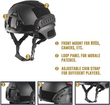 Тактичний шолом для страйкболу Mich 2000 ACH із захистом вух, переднім кріпленням для ПНБ та бічною планкою для пейнтболу, спорту на свіжому повітрі, полювання, стрільби та гри в бруді