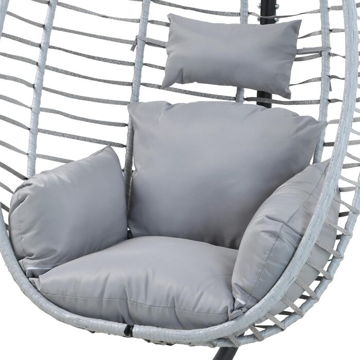 Підвісне крісло SVITA Belly з каркасом, складне, підвісне сидіння, підвісний кошик, сірий