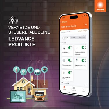 Світлодіодний кутовий торшер LEDVANCE SMART WIFI, 200 см, чорний, 20 Вт, 1710 лм, регульоване біле та кольорове світло, регулювання яскравості, функція самостійного приготування та музичного ритму, тривалий термін служби, керування додатком, стандартна ве