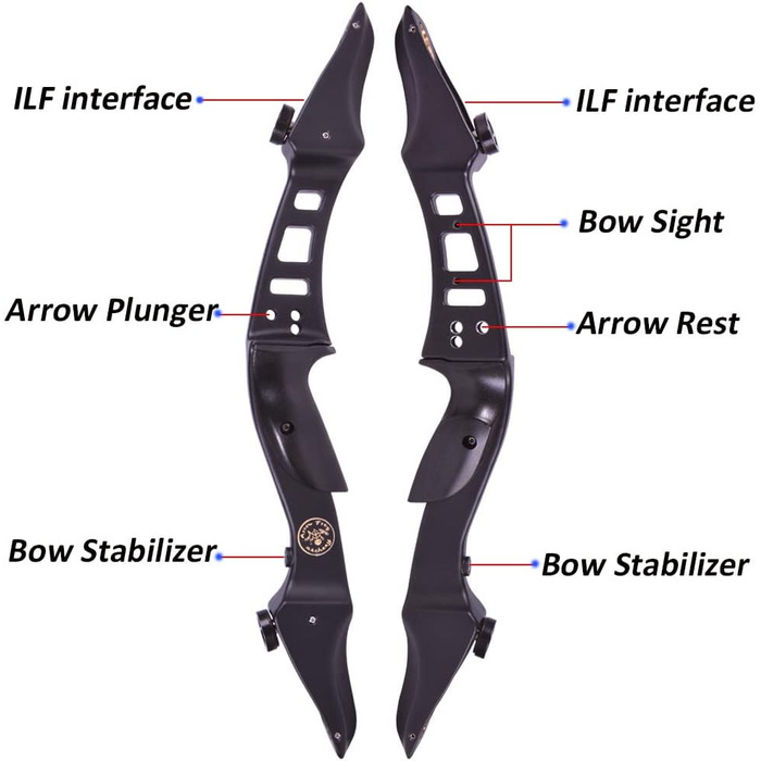 Рекурсивний лук ILF (правий), 60" / 145 см, 20–50 lb, чорний — комплект для стрільби (6 стріл)