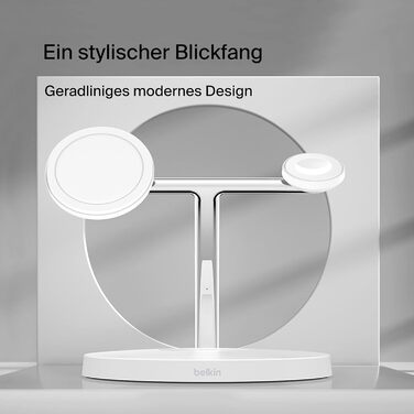 Бездротовий зарядний пристрій Belkin MagSafe 3-в-1, зарядна станція MagSafe 15 Вт, швидка зарядка для iPhone і AppleWatch, зарядка