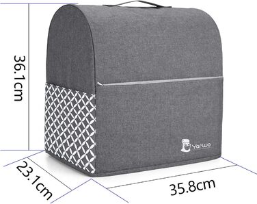 Чохол Yarwo сумісний з аксесуарами для кухонного комбайна Kitchen Aid, захисний чохол з верхньою ручкою для кухонного комбайна та аксесуарів, сірий з ромбоподібним візерунком підходить для 4.3 л і всіх кухонних комбайнів 4.8 л сірий з ромбоподібним візеру