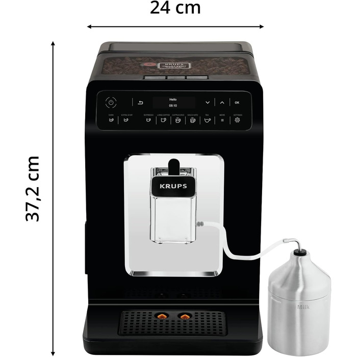 Повністю автоматична кавоварка Krups EA8918 Evidence OLED дисплей Barista Quattro Force Technology 12 Кава 3 варіації чаю Капучино в один дотик Функція 2 чашки Чорний Чорний Сингл