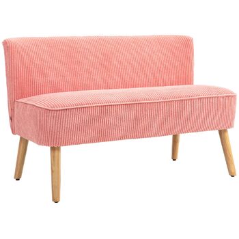 Місний диван HOMCOM, невеликий двомісний диван з вельветовим ефектом, сучасний м&39який диван для вітальні, спальні, невеликого простору, рожевий, 117 x 56,5 x 77 см, 2-