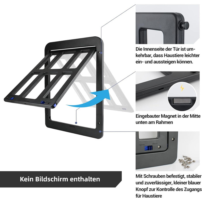 Заслінка для домашніх тварин для сітки від мух Заслінка для собак з магнітами Котяча заслінка Дверцята для мухи Легке встановлення для котів/собак (34 см x 44 см) (Розмір 25 см x 31,5 см, чорний)
