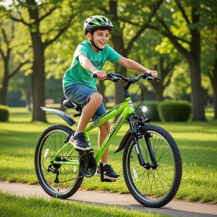 Гірський велосипед Talson 26 дюймів з передньою підвіскою та ліхтарями, 21-швидкісна коробка передач Shimano, зеленого кольору