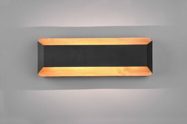 Стільний настінний світильник Trio Arino 224819132 LED 13.5 Вт, матовий чорний метал та дерево, з димером, ширина 35 см