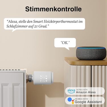 GHome Smart Radiator Thermostat with Gateway, Bluetooth Connection App Control, Energy Efficient, Intelligent Temperature Control, Schedule, Compatible with Alexa, Google Assistant, Hub Requirement, GHome Smart Radiator Thermostat with Gateway, Bluetooth 