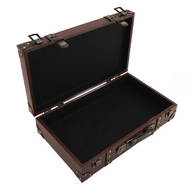 Вінтажна шкіряна дерев&39яна валіза, 34 x 20,5 x 8 см, декоративний футляр для зберігання речей для дому, фотореквізит, коричневий