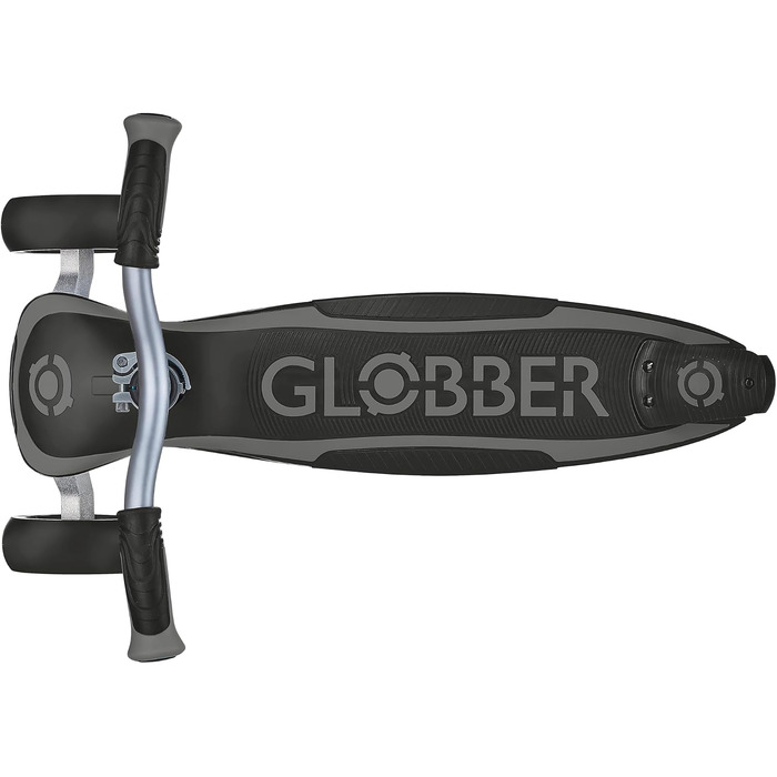 Триколісний самокат Globber ULTIMUM для дітей та дорослих, широкі колеса 125/90 мм, підшипники ABEC 7, регульована висота, до 100 кг, сірий