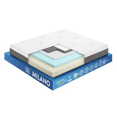 Матрац, 25 см, виготовлений з високощільної гелевої піни з ефектом пам&39яті, 60-65 кг/м, натуральний бамбуковий латекс, 70-75 кг/м, безперервні пружини, 7 зон, ортопедичний, гіпоалергенний, Latex Milano 160x200x25