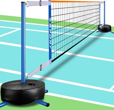 Портативний комплект сітки Furypiont Pool (Волейбол/Теніс/Піклбол), Чорний, Регульована довжина 4,57–7,62 м, З міцною основою та 2 м'ячами