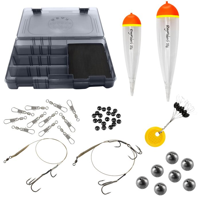 Набір для лову щуки Angel Domne Pike Attack Deadbait Set, набір оснастки для лову щуки з поплавком, поводком, вертлюгом, ящиком для снастей, аксесуарами для хижацької риболовлі.