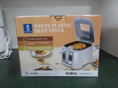 Фритюрниця Aigostar з олією, 1650 Вт, фритюрниця 2.5 л з оглядовим вікном, контроль температури, світловий індикатор, білий