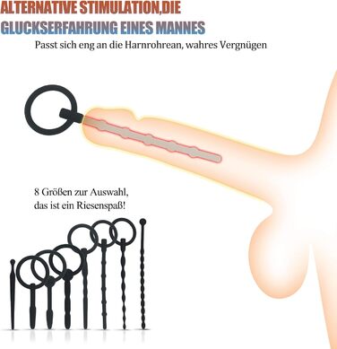 Розкішний набір з 8 уретральних розширювачів, силіконовий уретральний розширювач, багатофункціональні пробки, секс-іграшки, пеніс, стимуляція простати, еротична секс-іграшка для чоловіків, соло (чорний)