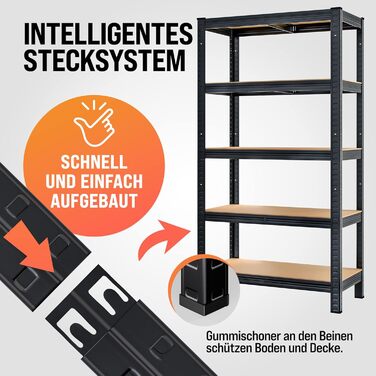 Стелаж Monzana 2 шт. для важких умов експлуатації 180x90x40 см Чорний матеріал для складання 1750 кг 10 полиць МДФ Стелажі для підвалу Стелажі для зберігання Безболтові стелажі Металеві стелажі Стелажі для майстерні