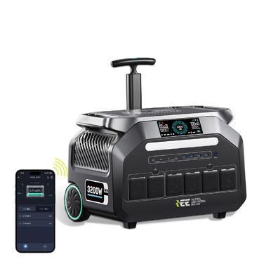 Портативна електростанція IEEE P3200 3200 Вт, сонячний генератор 2048 Втгод, зарядка змінного струму 1800 Вт та сонячна зарядка 1000 Вт, електростанція на LiFePO4 акумуляторах для аварійного живлення вдома, при відключенні електроенергії, для кемпінгу, дл