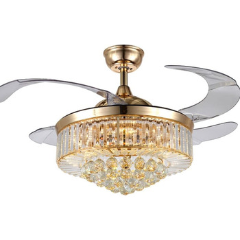 Тихий вентилятор лампа кришталевий стельовий вентилятор зі світлодіодним світлом висувні лопаті вентилятор люстра стельовий вентил