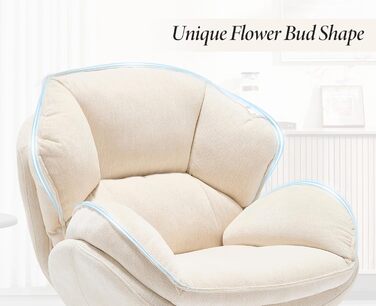 Крісло Chairus Lounge Chair, обертове крісло для вітальні, крісло з м&39якою шеніловою оббивкою, спальня, сучасне крісло, коктейльне крісло (біле)