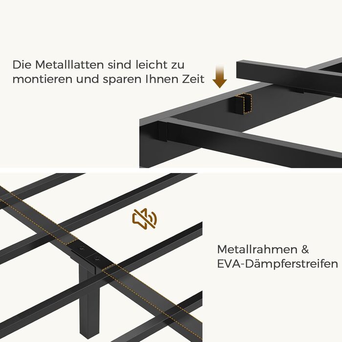 Ліжко 140x200 зі світлодіодним освітленням, каркас ліжка 140x200 з металевою рейковою основою, металеве ліжко з розеткою, дерев&39яне узголів&39я з 2 відкритими полицями, місце для зберігання речей під ліжком, спальня, вінтажний коричневий 140 x 200 см