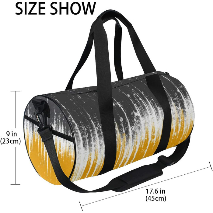 Спортивна сумка з абстрактним жовто-чорним візерунком, дорожня сумка з міцної тканини, ідеальна для поїздок на вихідні, для чоловіків та жінок, для спорту та на ніч.