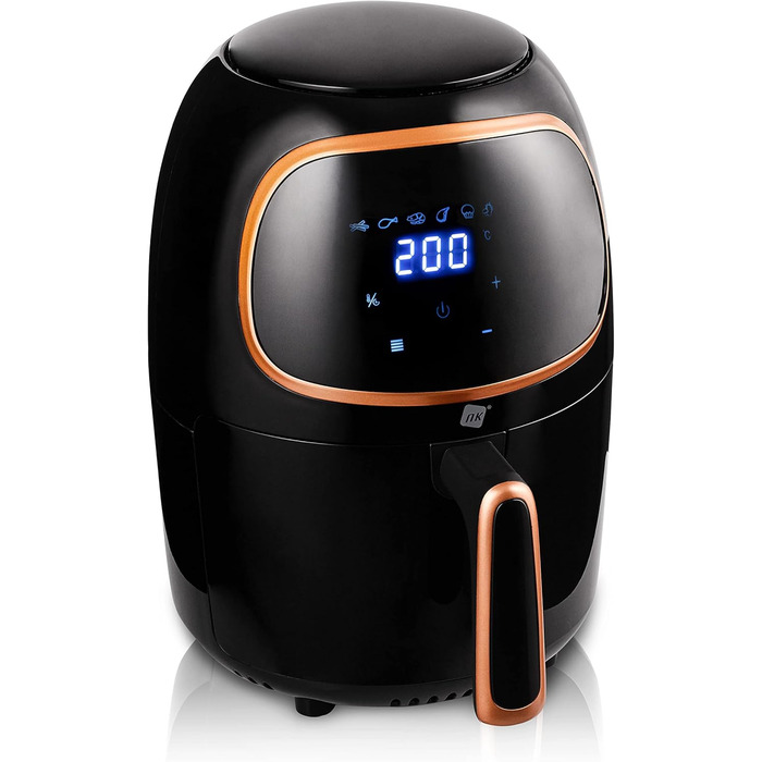 Фритюрниця, проста у використанні, 6 програм, антипригарне покриття, 1000 Вт, регульована температура до 200C, 2L -