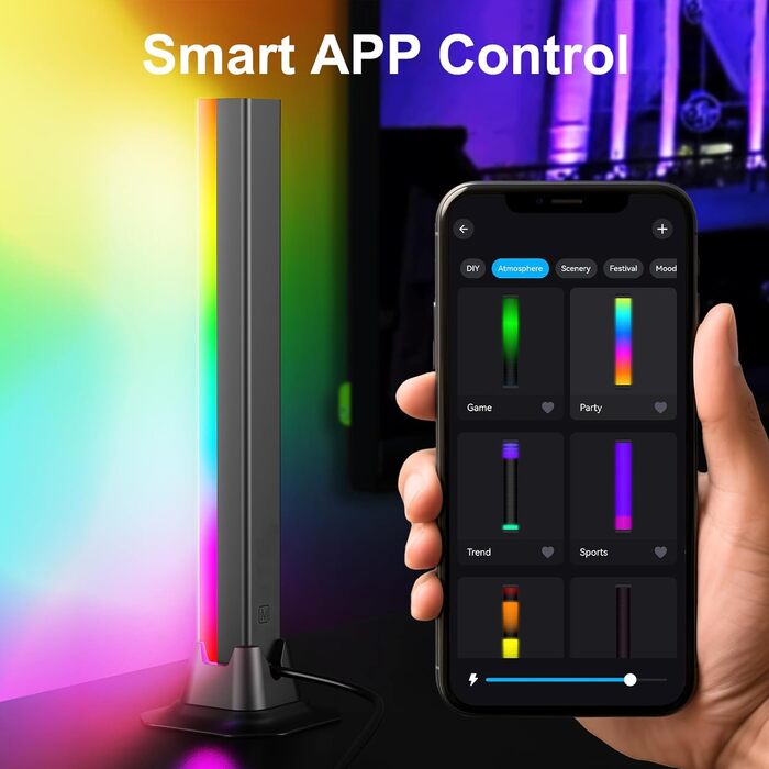 Світлова панель Ustellar RGB, світлодіодна панель Smart Music Sync RGB IC, світлодіодна лампа з живленням від USB, підсвічування телевізора, що змінює колір, керування за допомогою пульта дистанційного керування, 8 динамічних режимів для ігрового домашньо