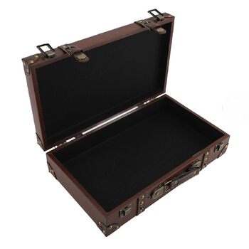 Вінтажна шкіряна дерев&39яна валіза, 34 x 20,5 x 8 см, декоративний футляр для зберігання речей для дому, фотореквізит, коричневий