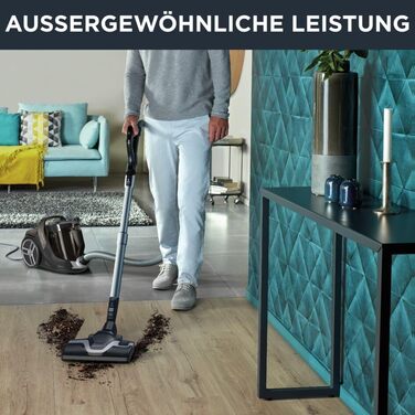 Циклонний паркетний пилосос Без мішка Великий контейнер для пилу 2,5 л Тонкий і сучасний дизайн Міцний двигун EffiTech Чорний парк