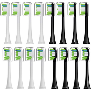 Змінні щітки AYAITEE сумісні з Philips Sonicare ProtectiveClean 4500, 4300, 3100, W-Bristles, середні насадки для алмазного чищення, насадка для зубної щітки 16 шт. , чорна/біла чорна/біла 1 шт. (16 шт. в упаковці)