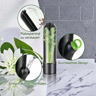 Набір із 6 контейнерів для трав для дверцят холодильника Зберігає свіжість коріандру, мяти та спаржі в 3 рази довше Преміальний контейнер для трав та горщик для спаржі з резервуаром для води для коріандру, петрушки (без BPA, висота 24,5 см)