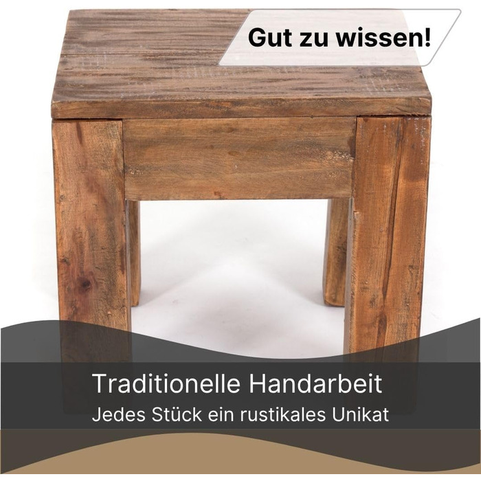 ДИЗАЙНЕРСЬКИЙ ЖУРНАЛЬНИЙ СТОЛИК Квадрат 30 Перероблена деревина, масив, 30x30x30 см (ВxШxГ) Журнальний столик