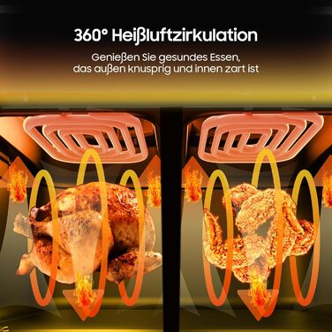 Двокамерна фритюрниця iceagle 11 л - XXL фритюрниця з 2 відділеннями Двозонна фритюрниця, 6 функцій приготування, сенсорний екран, книга рецептів, здорові страви для великої родини Подвійний кошик 11 л