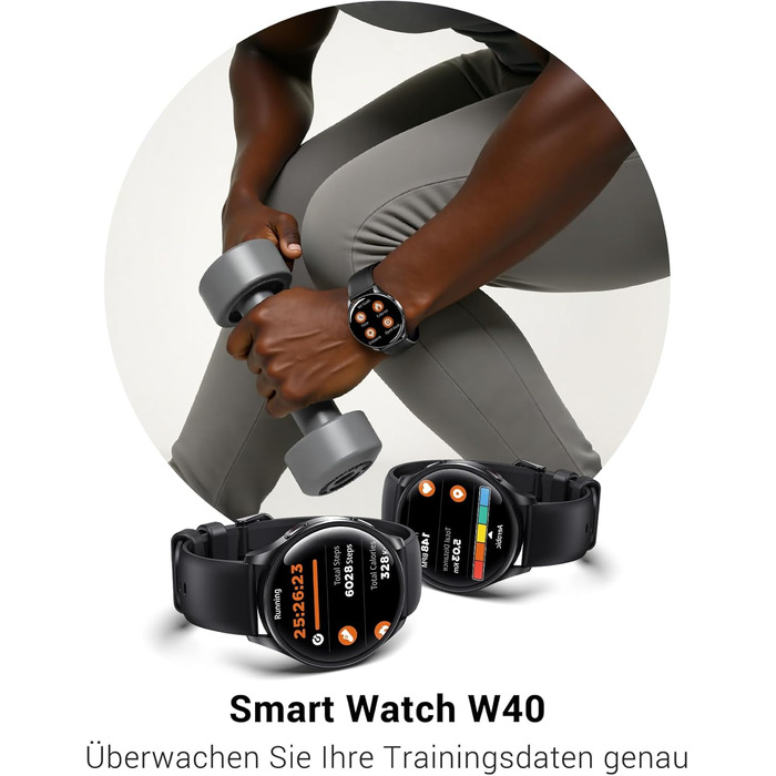 Розумний годинник IOWODO для жінок та чоловіків 2026 року (круглий 1,43-дюймовий AMOLED) Bluetooth-дзвінки батарея 380 мАг (7 днів) 2 браслети Водонепроникність IP68 100 спортивних режимів Цілодобовий моніторинг серцевого ритму SpO2 аналіз сну iOS/Android