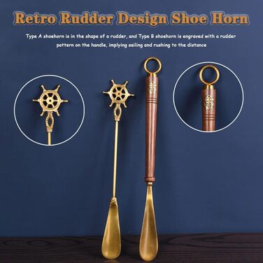 Міцний ріжок для взуття, Shoehorn для жіночих черевиків, Row-Shaped Brass Shoehorn, Nordic Home Shoe Gadget з довгою ручкою, Shoehorn для хлопчиків/дівчаток, Легкий розкішний Ornames Shoe Horn A