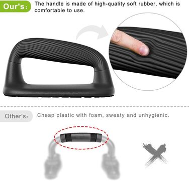 Ручки для віджимань Kipika, перекладина для віджимань з м&39якого пластику, протиковзка підкладка знизу, силове обладнання для тренування м&39язів, комплект з 2 шт. чорного кольору