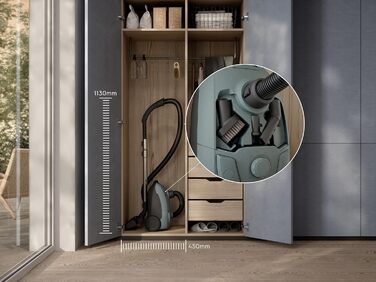 Пилосос із мішком Electrolux EB51C1OG, серія 500, висока фільтрація, потужність 650 Вт, місткість мішка 3 л, рівень шуму 78 дБ, колір океанський зелений