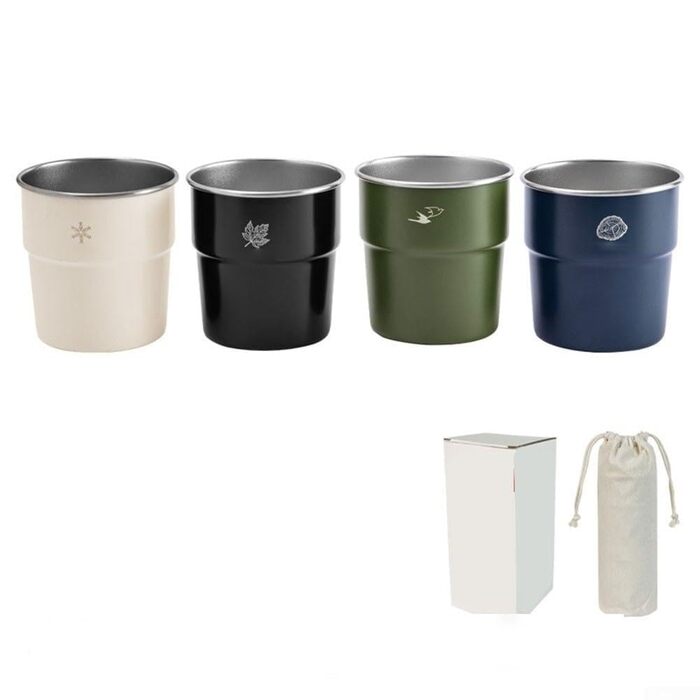 Набір із 4 кухлів для кемпінгу з нержавіючої сталі 304 об&39ємом 300 мл для зовнішнього використання
