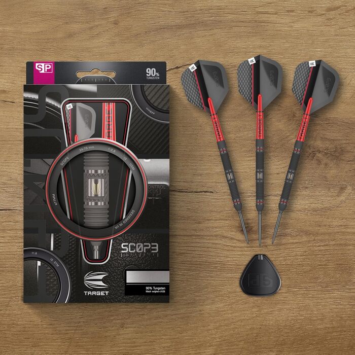 Набір дротиків Target Darts Scipe Swiss Point Steeldarts, 90 вольфрам Набір дротиків Steeldarts, дротики червоного та чорного кольору, професійний набір дротиків зі швейцарськими наконечниками та інструментом Ствол 01/02/03/04 21G/22G/23G/24G/25G 23G Ство