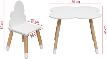 Дитячий комплект столу та стільців Rebecca Mobili, стільці та столик для дитячої кімнати, світло-коричневий та білий, МДФ, скандинавський стиль - Розмір 44 x 60 x 60 см / 50 x 25 x 25 см - Арт. RE6733