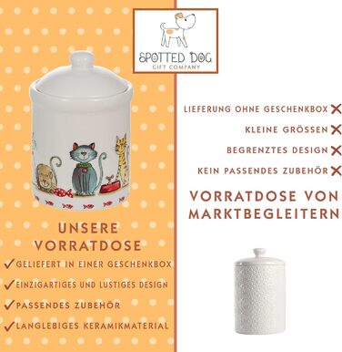 Керамічна банка для зберігання Spotted Dog Gift Company, керамічна банка з кришкою, контейнер для зберігання, банка для зберігання з котячим мотивом, кухонний декор з котом, кухонний аксесуар та подарунок для любителів котів