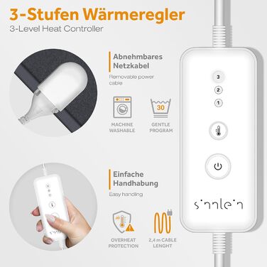 Флісова підковдра з підігрівом 190 x 80 см, протестована Електрична підігрівальна ковдра з автоматичним вимиканням Підігрівальна ковдра з таймером Можна прати при температурі до 40C Цифровий дисплей, антрацит - 190 x 80 см