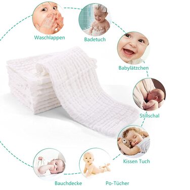 Муслінові пелюшки для відрижки 10 тканинних пелюшок 27x50 см муслінові тканини 6-шарові поглинаючі фланелеві фланелеві пелюшки 100