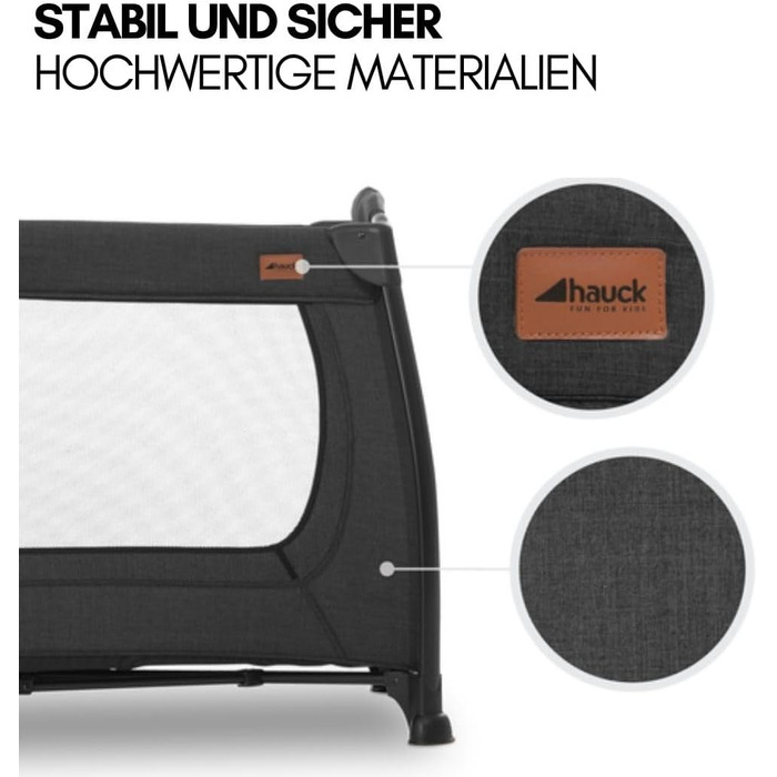 Дорожнє ліжечко Hauck Play N Relax Center з пеленальною підкладкою, регульованою висотою та боковим входом - колір Melange Black