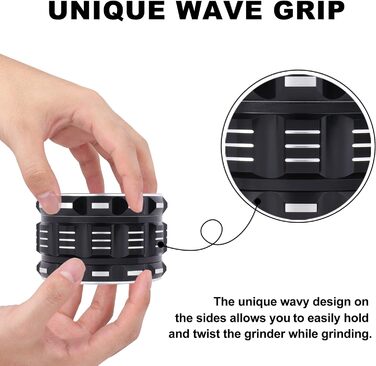 См, 4 шт. и, Premium Herb Grinder Алюмінієвий подрібнювач спецій зі скребком для пилку та щіткою для чищення Black Black 7,5 см, 7,5