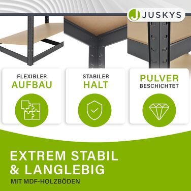 Кутова полиця для зберігання Juskys, базова, 180 x 70 x 40-70 см (В x Ш x Г) - 875 кг - 5 полиць - Оцинкований метал - Надміцний стелаж безболтовий, підвальний, сірий