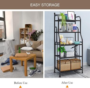 Рівнева металева полиця для квітів, окремостояча книжкова полиця, кухонні полиці, міцні полиці, підходить для вітальні, балкону, саду (55x28x133 см) (чорна) Чорний 55x28x133 см, 5-