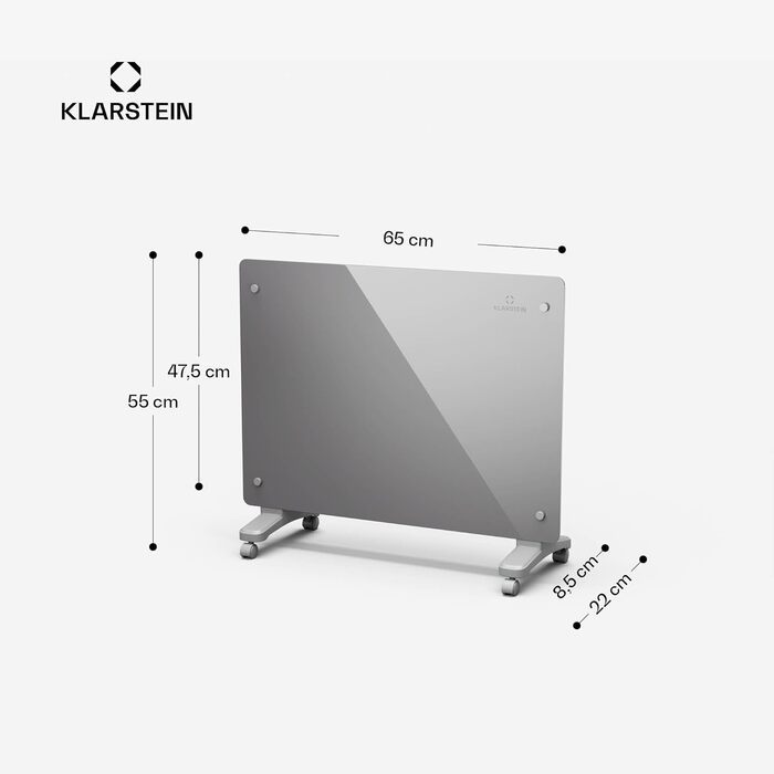 Розумний конвекторний обігрівач Klarstein Bansin Crystal 1500 Вт, настінний/окремостоячий, світлодіодний дисплей, керування за допомогою застосунку, енергоефективний, захист від перегріву та замерзання, блокування від дітей, ідеально підходить для вітален